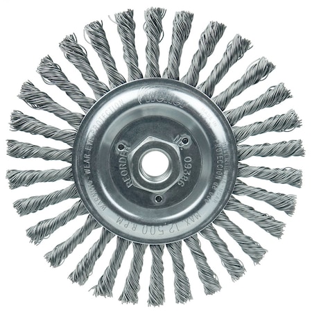 Weiler Roughneck Jr. 6" Cleaning Brush, .023" Steel Wire Fill, 5/8"-11 UNC 9386